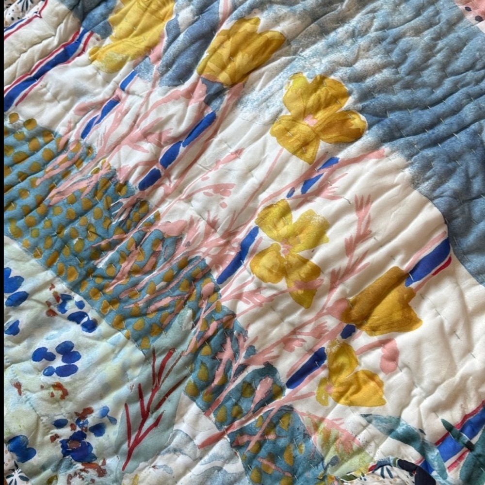 New Anthropologie 100% Cotton Voile Printed Quilt Collection Size King - Picture 10 of 12